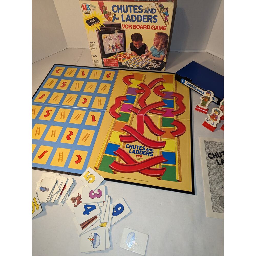 Vintage 1986 Chutes & Ladders VCR Board Game  Milton Bradley Complete Rare